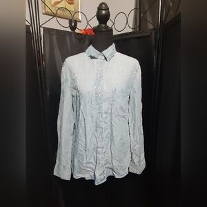 Signature 8 Light Blue Casual Button Down Shirt Pocket Size Small 100% Tencell